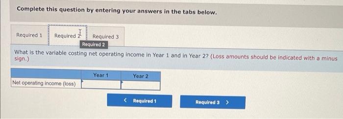 first two years of operations, it reported absorption costing net operating income