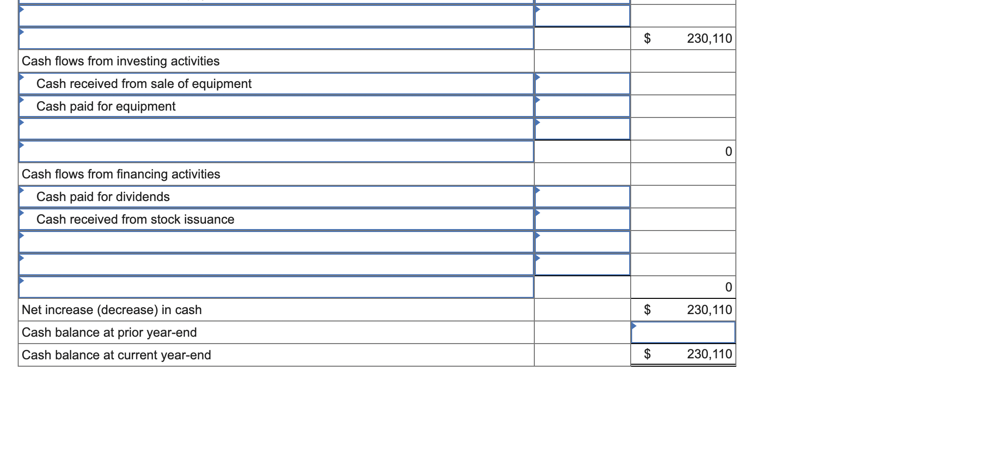 equipment is acquired for $81,600 cash. d. Received cash for the sale
