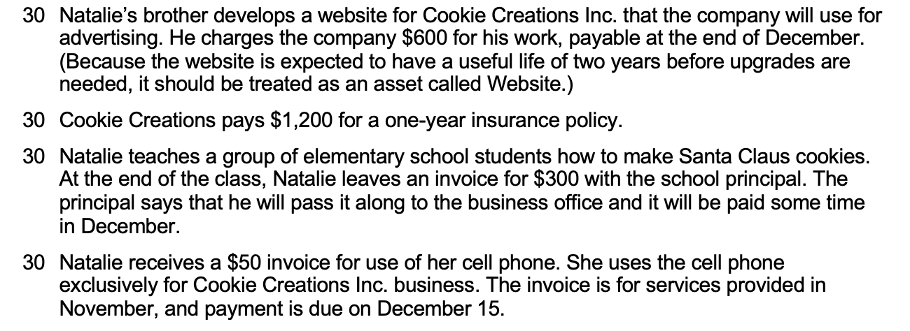 changes in revenues or expenses. Cookie Chronicle In November 2022, after having