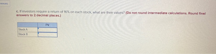 equity Earnings per share Dividends per share Stock A Stock B 16%