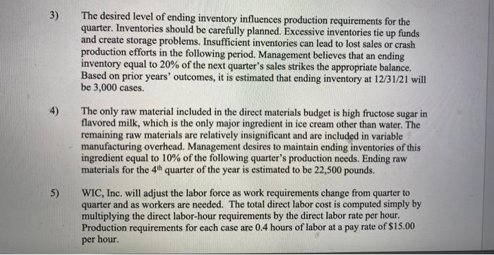 company for the year 2021. In his planning for the budgeting process,