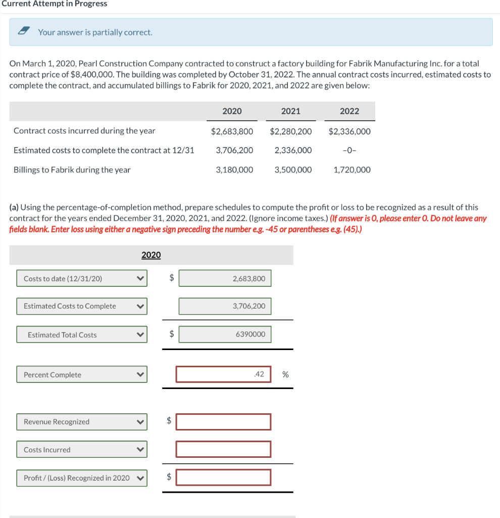  Current Attempt in Progress Your answer is partially correct. On March