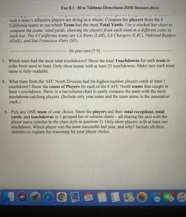 please solve #8 Exc 6.1 - BI w Tableau Directions 2018 Season.docx
