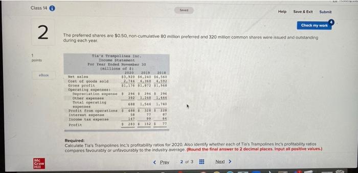 Check my work 2 Refer the following table 1 Doints eBook TA'