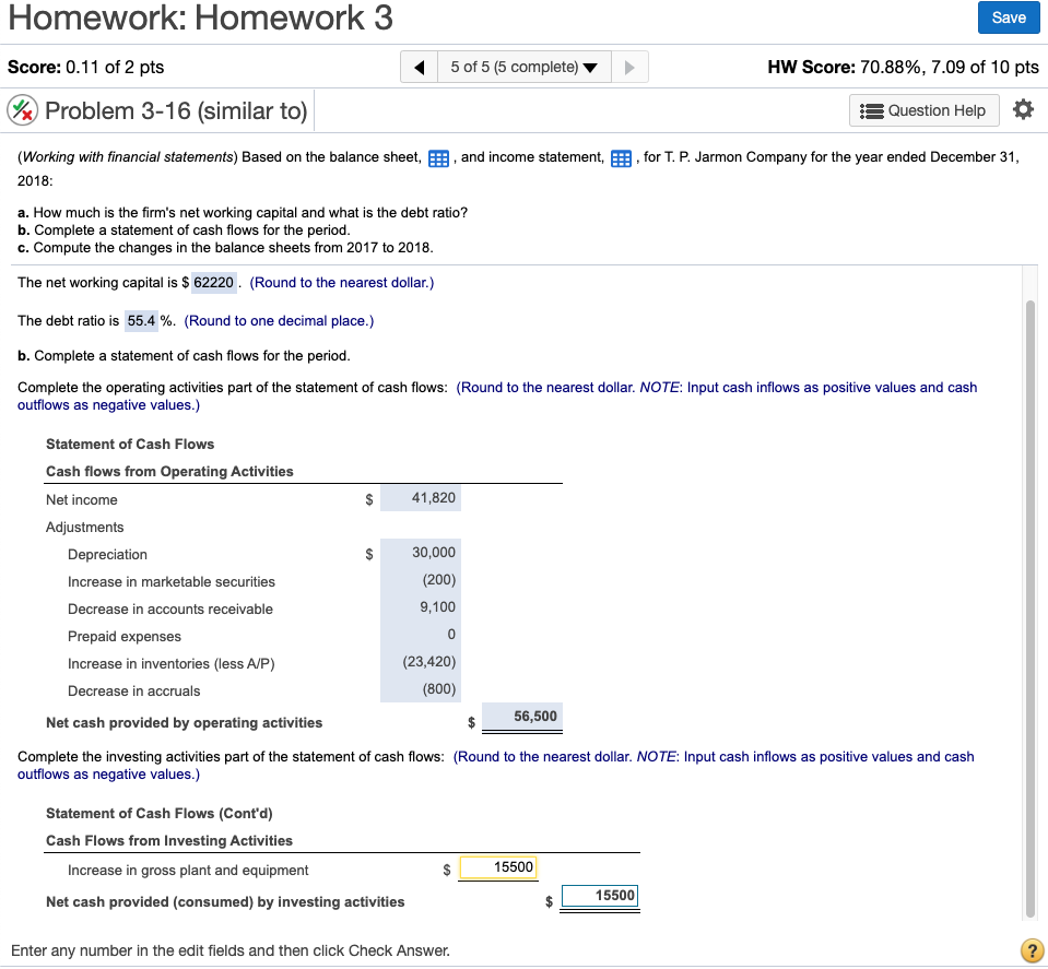 P. Jarmon Company Balance Sheet for 12/31/2017 and 12/31/2018 Assets 2017 2018