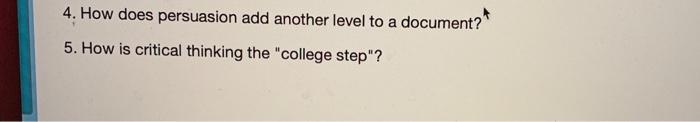  4. How does persuasion add another level to a document? 5.