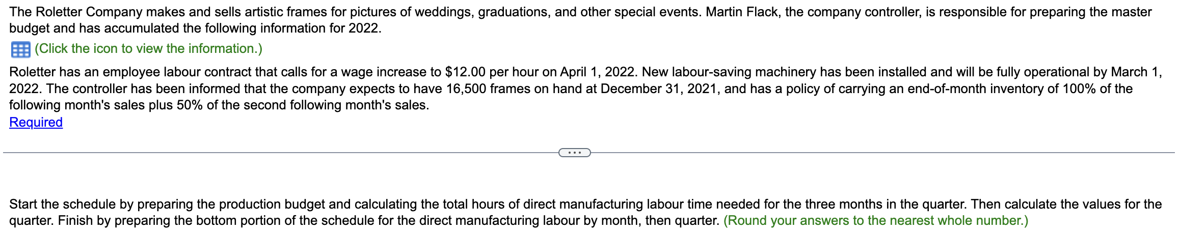 quarter. Then calculate the values for tr s to the nearest whole