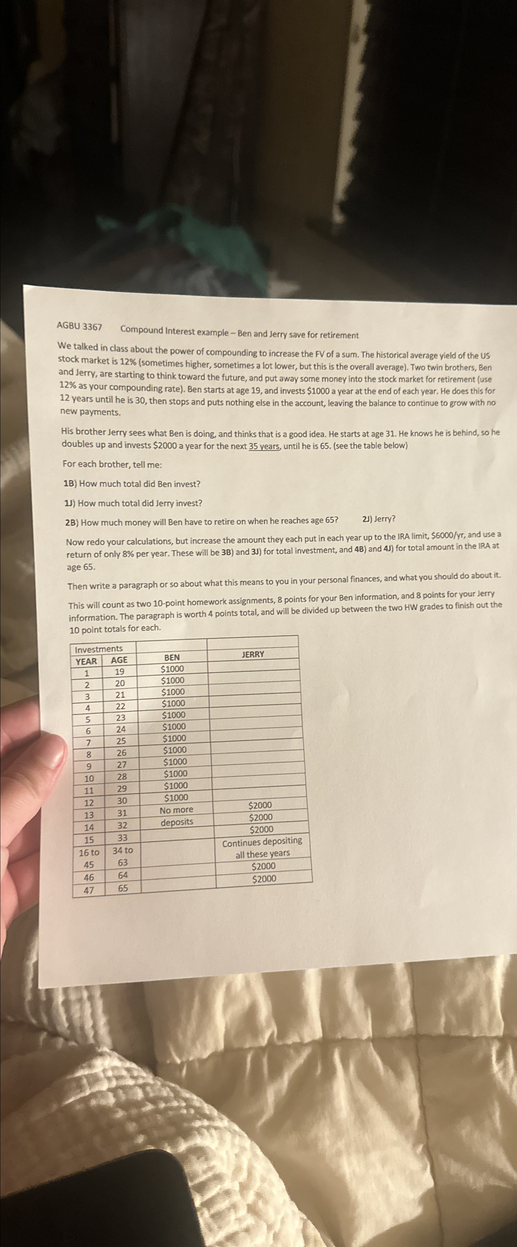  AGBU 3367 Compound Interest example - Ben and Jerry save for