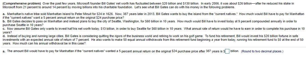 (Comprehensive problem) Over the past few years, Microsoft founder Bill Gates'