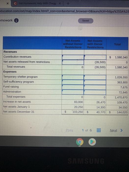 shelter. Complete the Statement of Activities by filling in any missing amounts