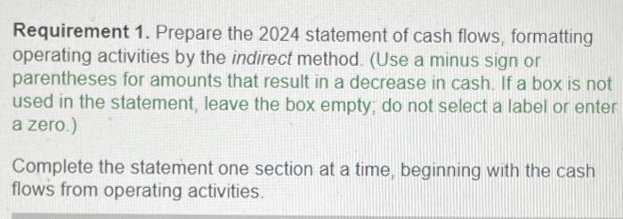 the cashflows statement, net income, etc. as liated in the previous pictures.