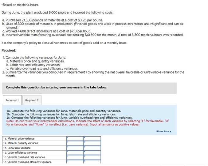  "Based on machine-hours. During June, the plant produced 5,000 pools and