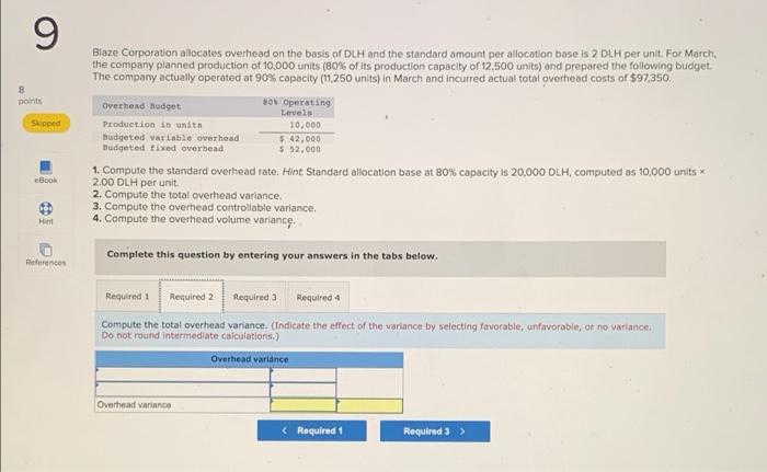basis of DLH and the standard amount per allocation base is 2