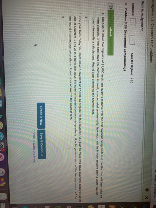  Search this course Assignment 5: Chapter 5 EOC problems Back to