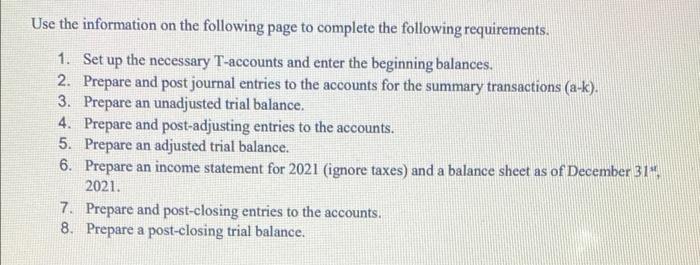 I've completed requirements 1-3, if you could please complete 4-8 that would