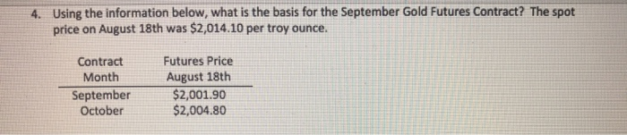  show work 4. Using the information below, what is the basis