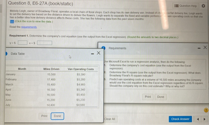all 3 requirments Question 8, E6-27A (book/static) IE Question Help a flat