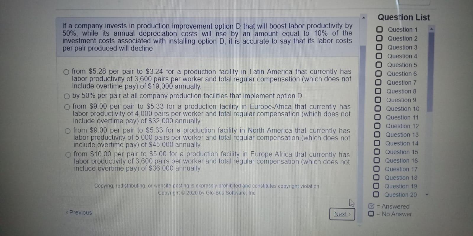 PLEASE answer it ASAP! Question List If a company invests in production