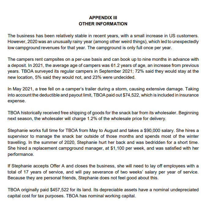 is single and 58 years old. TBOA operates a campground and snack