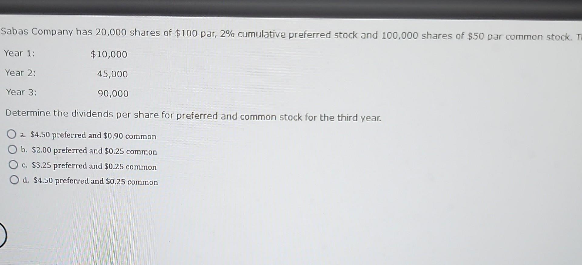 following amounts were distributed as divideds Determine the dividends per share