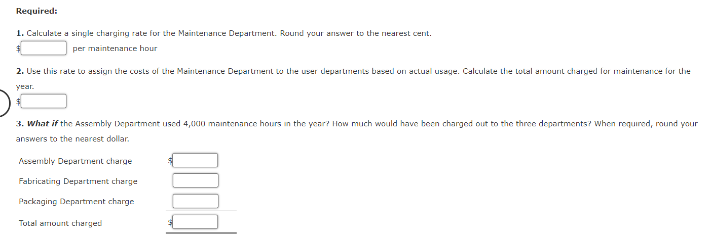 the Maintenance Department of Stazler, Inc., for the coming year include: Fixed