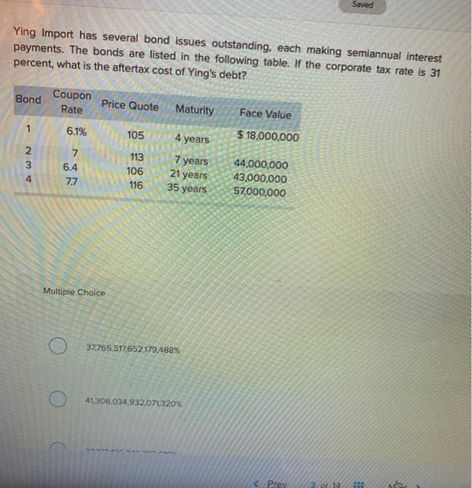 The bonds are listed in the following table. If the corporate ta)