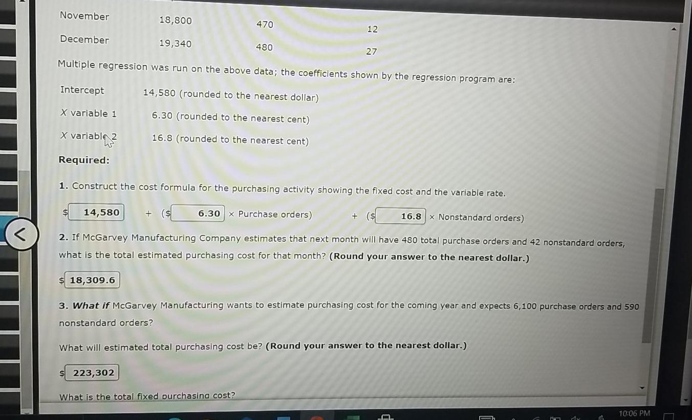 The controller for McGarvey Manufacturing Company felt that the number of purchase