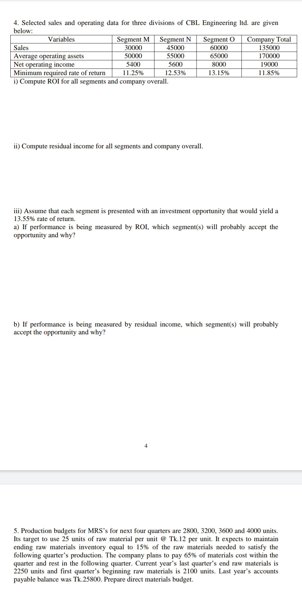 Please answer this. 4. Selected sales and operating data for three