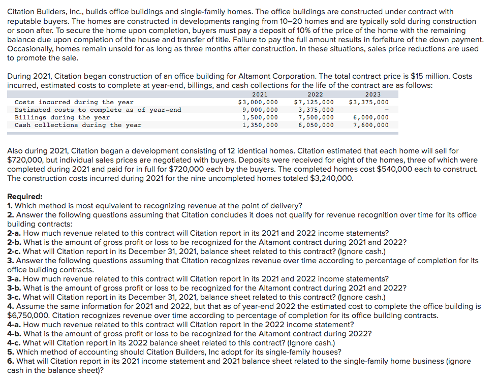  solve: (let me know what you are missing) Citation Builders, Inc.,
