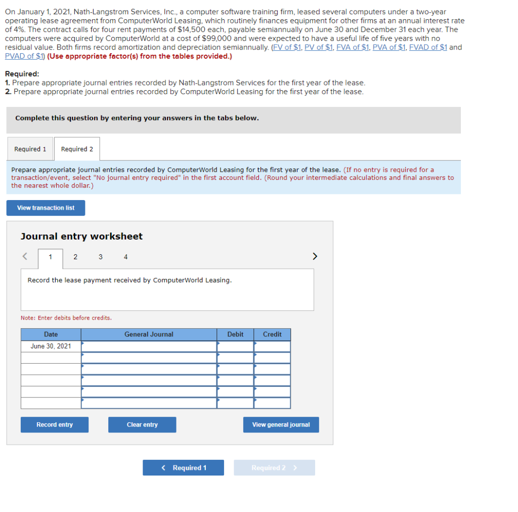 firm, leased several computers under a two-year operating lease agreement from Computerworld