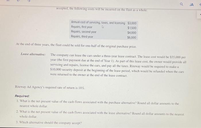 of a Lease or Buy Decision L013-20 The Riteway Ad Agency provides