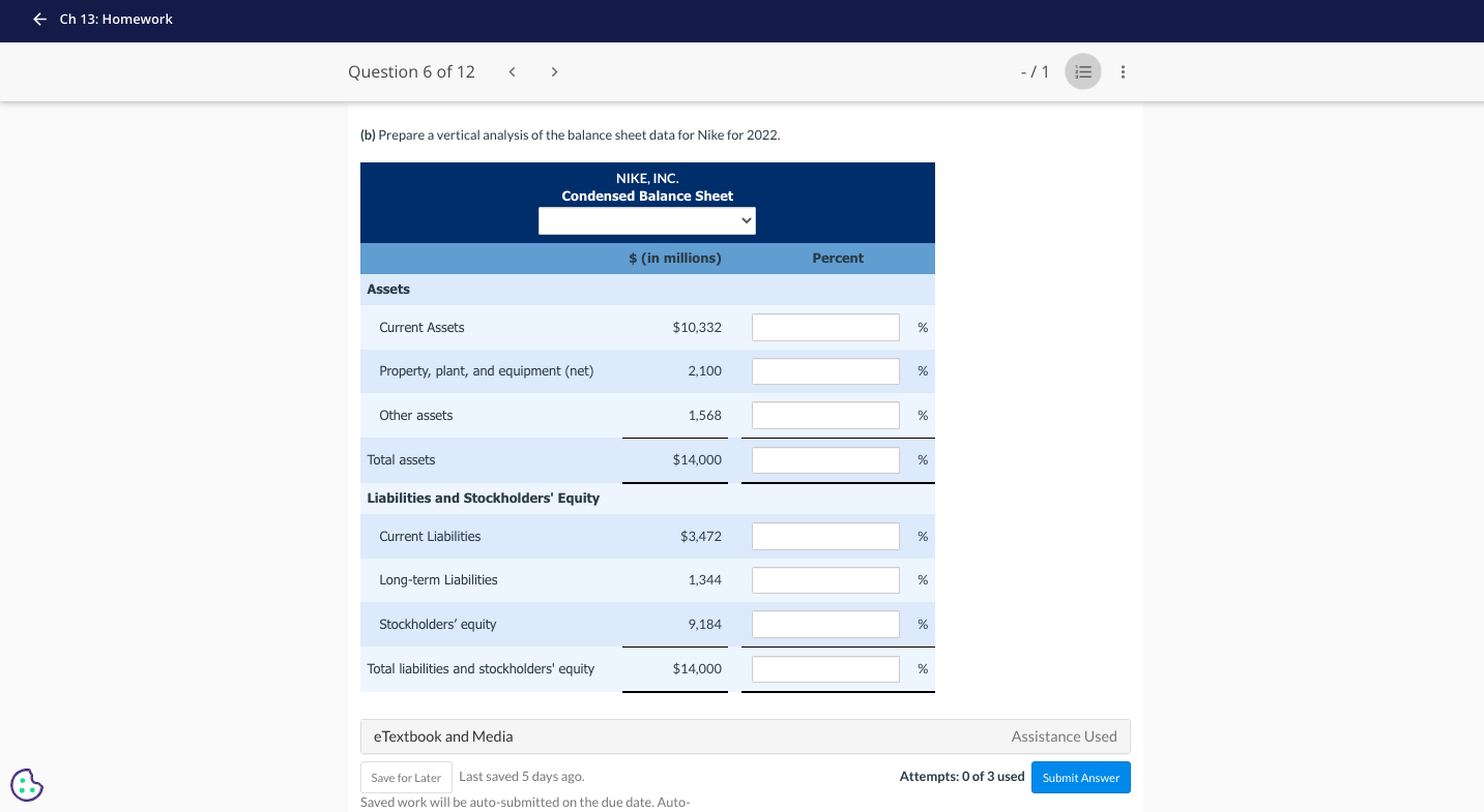 sheet data for Nike, using 2021 as a base. (If amount and