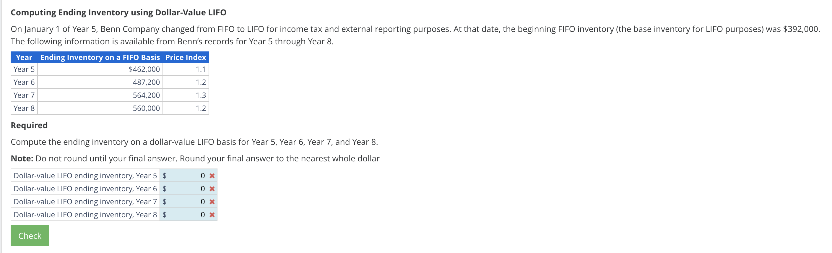  Computing Ending Inventory using Dollar-Value LIFO The following information is available