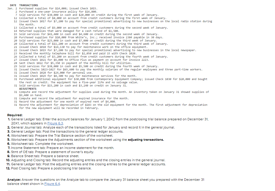 Need help completing these DATE TRANSACTIONS Jan. 2 Purchased supplies for $14,