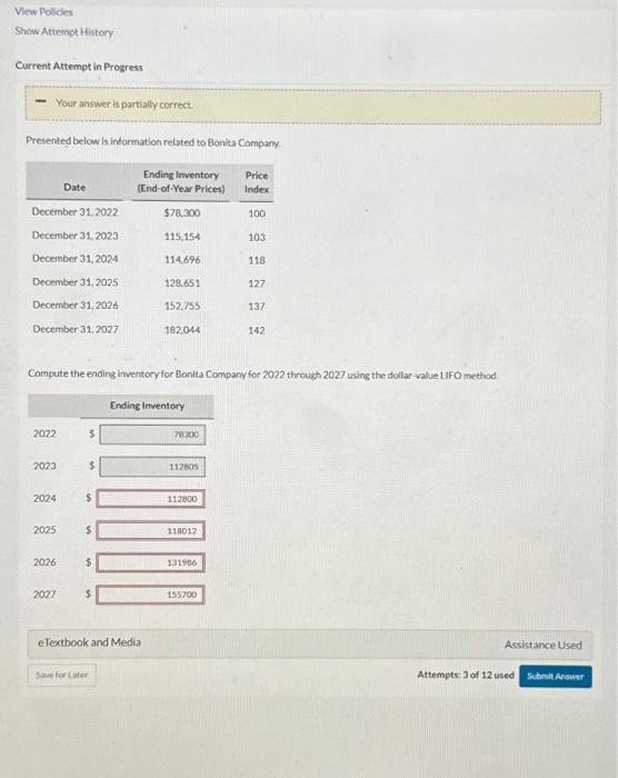 Need help with the rest Current Attempt in Progress - Your answer