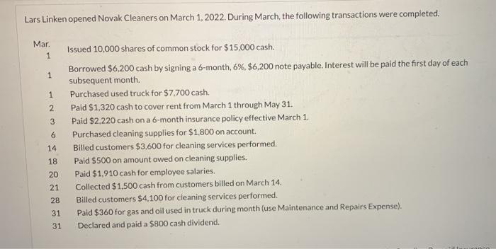  The red is incorrect. Please help Lars Linken opened Novak Cleaners