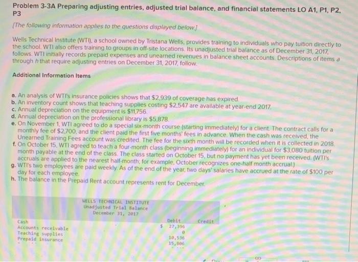  this is part 1 of 3 Problem 3-3A Preparing adjusting entries,