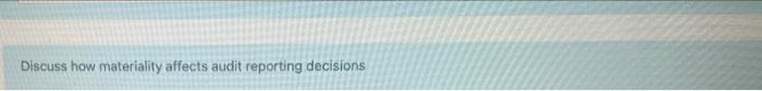 Discuss how materiality affects audit reporting decisions