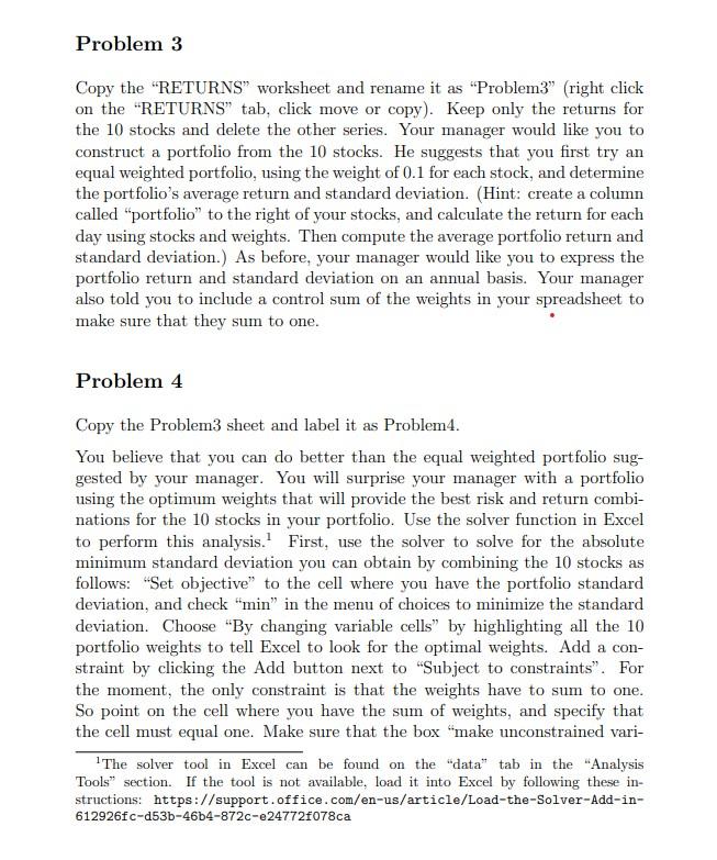 full credit. Completed assignments will include an Excel file. Please use one