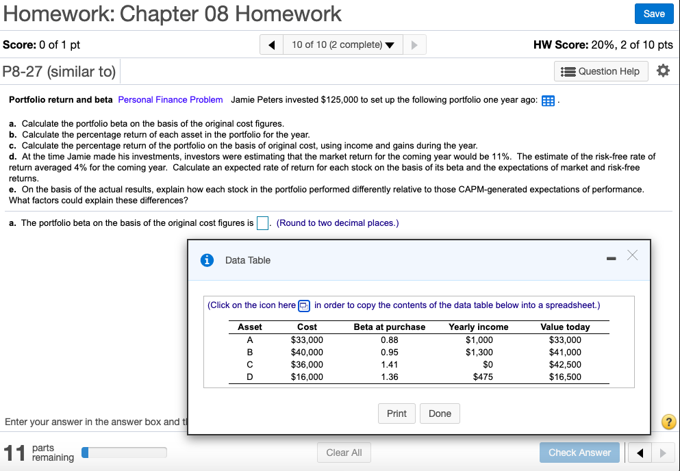  Please answer all from A to E Homework: Chapter 08 Homework