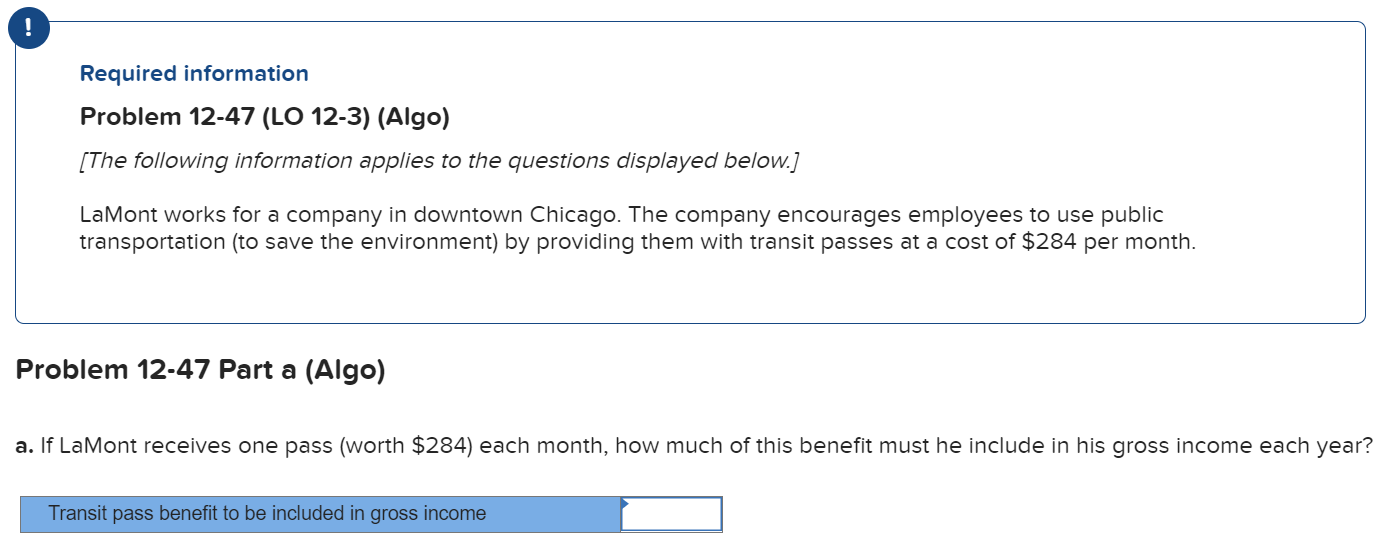 undefined ! Required information Problem 12-47 (LO 12-3) (Algo) [The following information