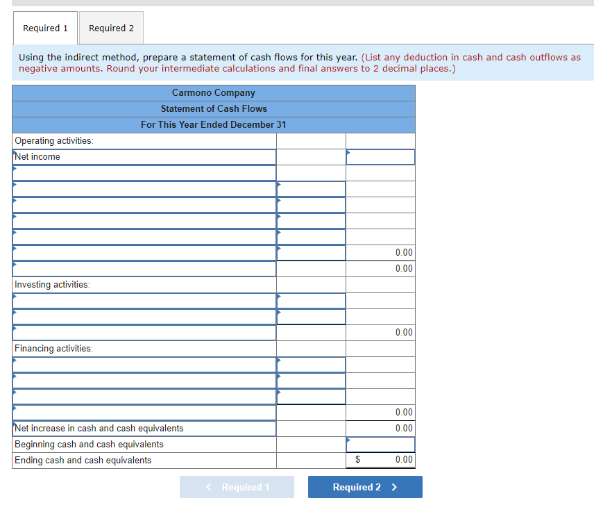 greatly appreciated! Comparative financial statement data for Carmono Company follow: This Year