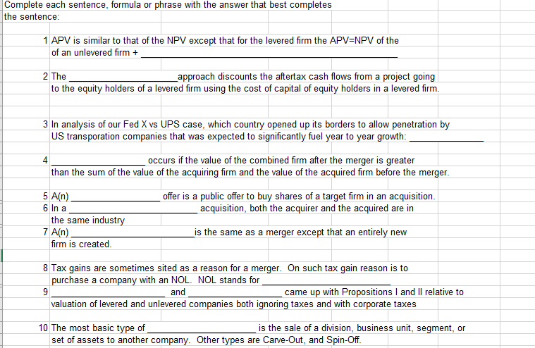 Please complete each sentence, formula or phrase with the answer that best