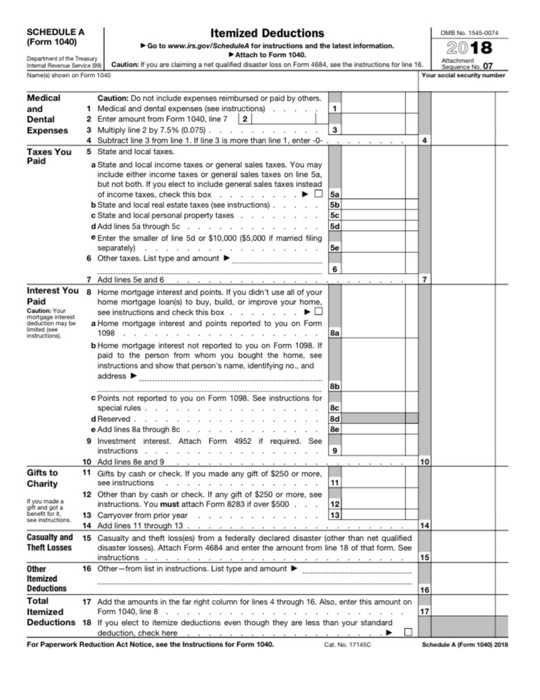 out SCHEDULE A 2018 FORM 1:9-72 George Large (SSN 000-11-1111) and his