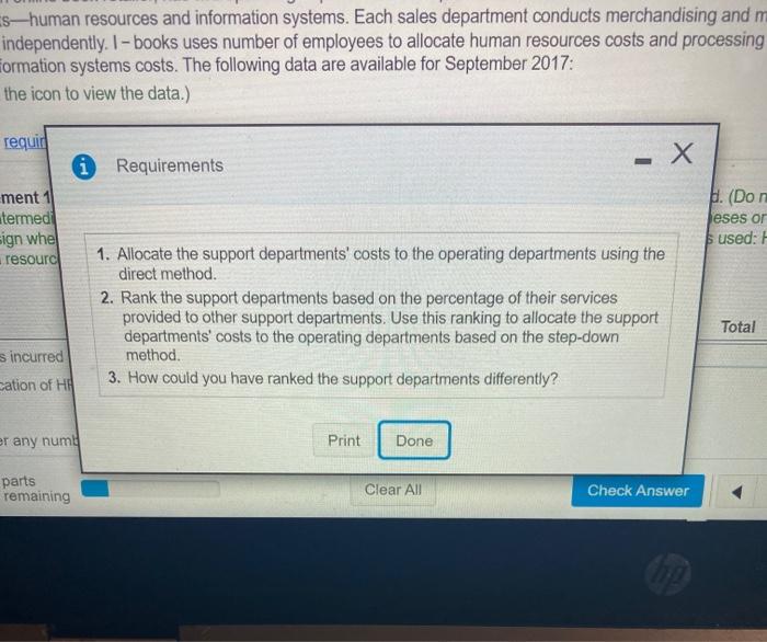 online book retailer, has two operating departments-corporate sales and consumer salesand two