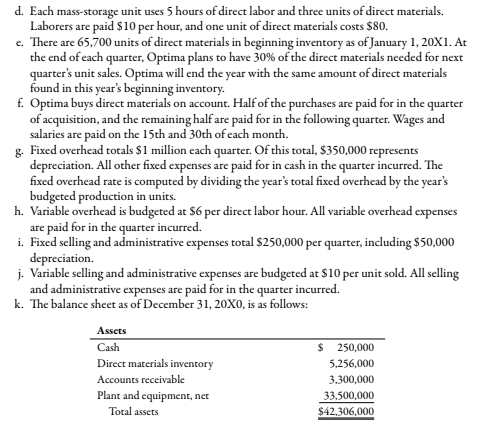 Optima Company is a high-technology organization that produces a mass-storage system. The