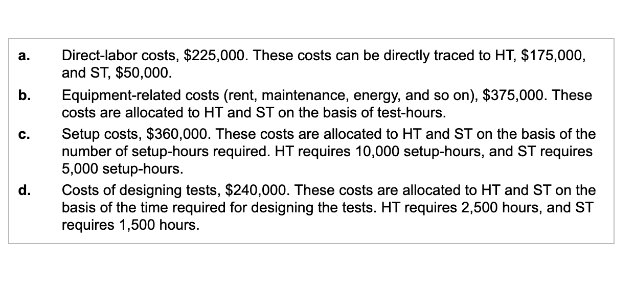 on materials and operates at capacity. Under its current simple costing system,