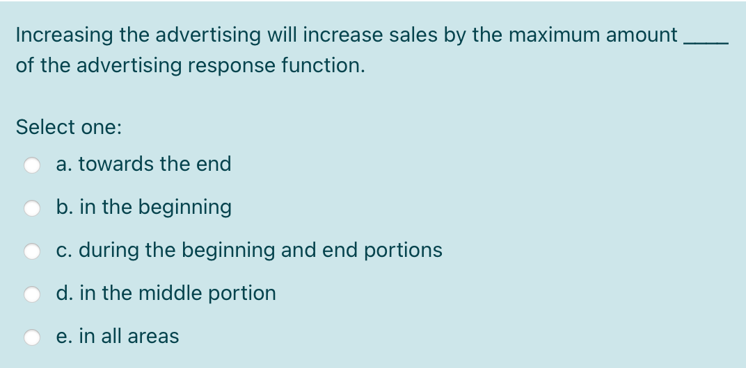 Increasing the advertising will increase sales by the maximum amount of