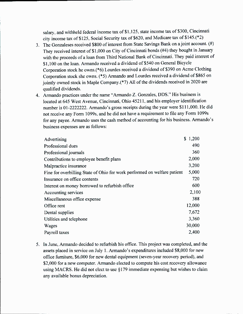 complete Armando and Lourdes Gonzales's 2020 federal income tax return. If any