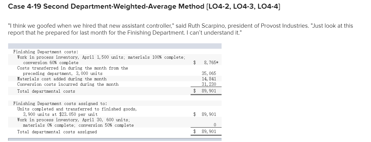  Case 4-19 Second Department-Weighted-Average Method (L04-2, L04-3, L04-4] "I think we